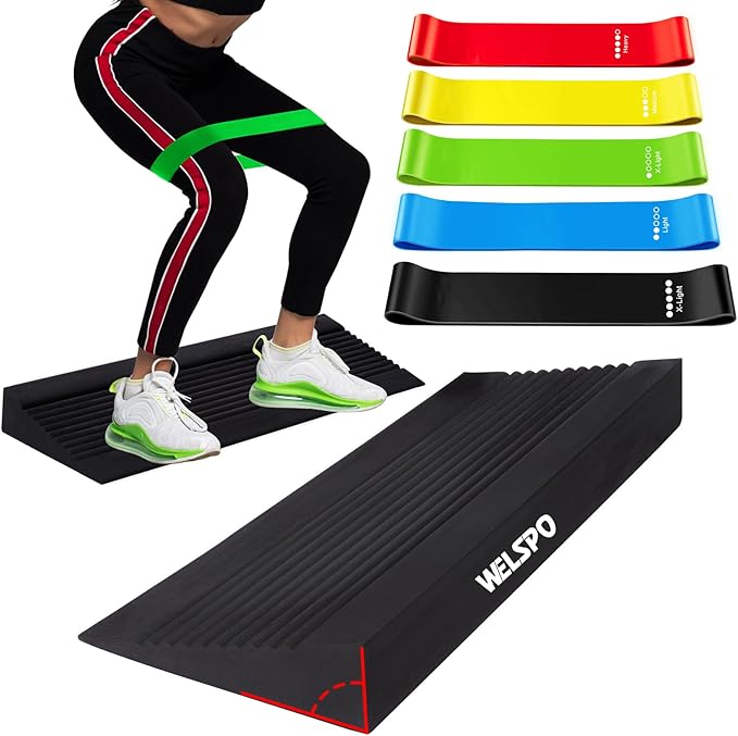 One-Piece Squat Wedge Block, Anti-Tip Design Slant Board for Squats for Heel Elevation, Knees Over Toes, Calf Stretches, Weightlifting, and Recovery Training