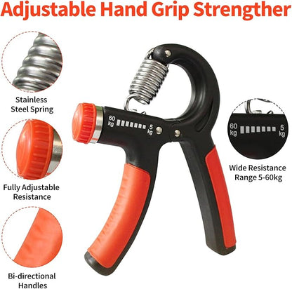 Grip Strength Trainer, Hand Gripper Strengthener with Adjustable Resistance 11-132 Lbs (5-60kg), Forearm Strengthener with Non-Slip Gripper for Muscle Building and Injury Recover Gym/Home