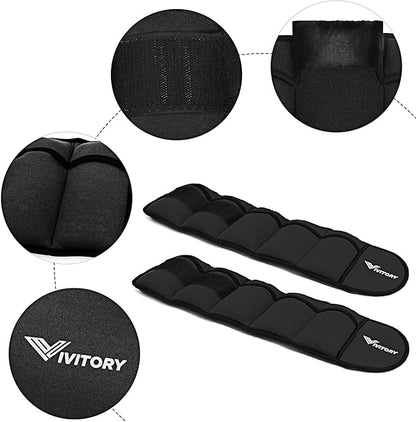 Vivitory Adjustable Ankle Weights for Women & Men, Leg Weights 2 to 10 Lbs, Arm Weights, Ankle Wrist Weights Set for Strength Training, Jogging, Gymnastics, Aerobics, Physical Therapy