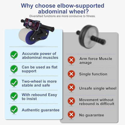 Automatic Rebound Abdominal Wheel, Ab Roller Wheel with Automatic Rebound Assistance Resistance Springs Ergonomic Handle, Ab roller with elbow support, Abdominal exercise roller, Ab Wheel Roller for