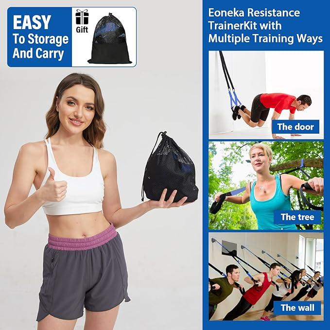 Resistance Bands Set with Handles, Eoneka Bodyweight Resistance Training Straps, Fitness Resistance Trainer Kit for Full Body Workout Indoor or Outdoor Gym