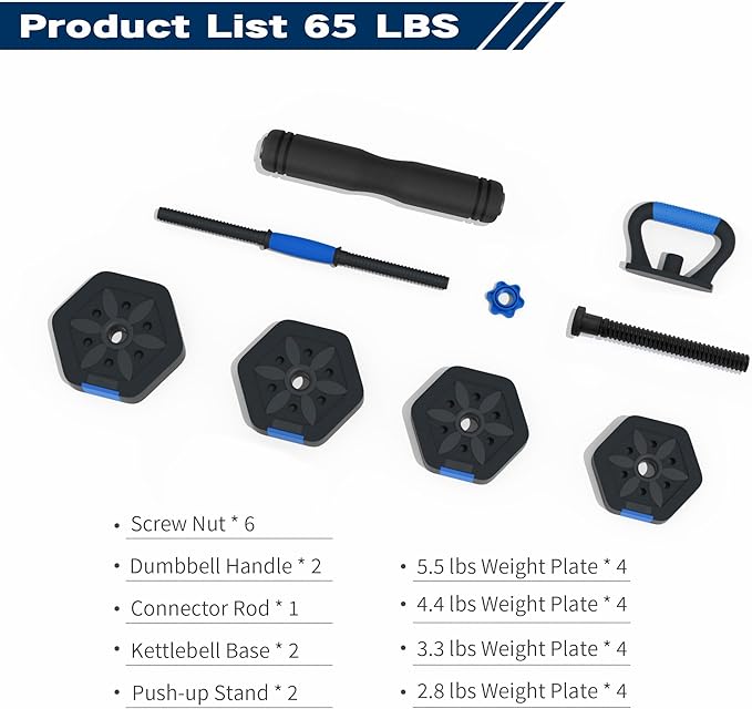 VIVITORY Dumbbell Sets Adjustable Weights, Free Weights Dumbbells Set with Connector, Non-Rolling Adjustable Dumbbell Set, Barbell Weights Set for Home Gym, Hexagon, Cement Mixture