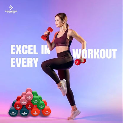 Neoprene Workout Dumbbells Weights - Non Slip, Anti Roll Exercise & Fitness Only Dumbbells Combo - Hex Shaped Hand weights for Men & Women - Ideal for Home and Gyms training