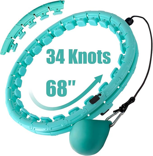 34 Knots Weighted Workout Hoop Plus Size, Smart Waist Exercise Ring for Adults Weight Loss