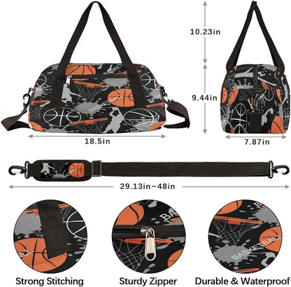 Sport Ball Player Basketball Gym Bag for Women Men, Small Travel Duffel Bag for Sports Getaway Overnight Bag Lightweight Weekender Bags Workout Bag Dance Bag for Boys Girls Kids Teens