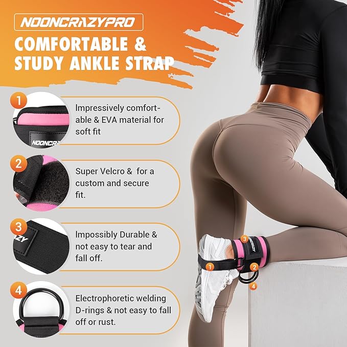 Ankle Strap for Cable Machine Women, Adjustable Gym Cable Ankle Straps for Kickbacks, Glute Workouts, Leg Extensions, Curls, Booty Hip Abductors, Ankle Cuff for Cable Machine Accessories