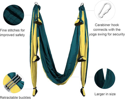 Aerial Yoga Flying Yoga Swing Set Yoga Hammock Sling Inversion Tool Aerial Pilates Silk for Gym Home Fitness (with Ceiling Mount Accessories)