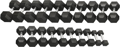 Signature Fitness Premium Rubber Coated Hex Dumbbell Weight Set, Multiple Packages