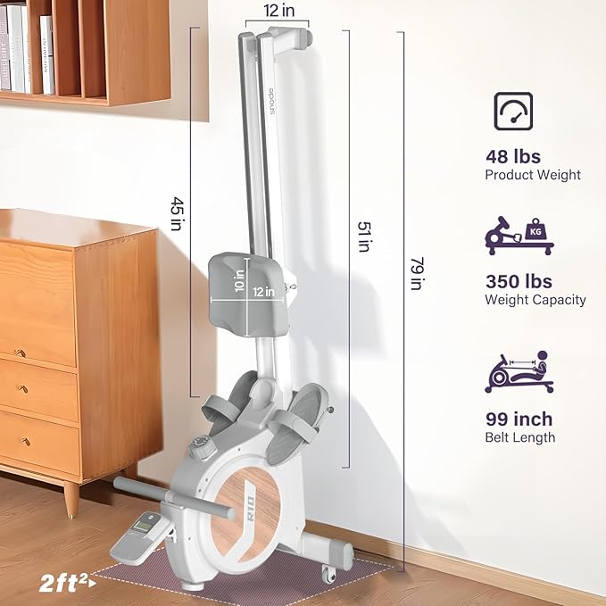 SNODE Rowing Machine for Home, Sturdy Rower Machinewith LCD Monitor, Ergonomic Seat, Dual Rail, High Weight Capacity