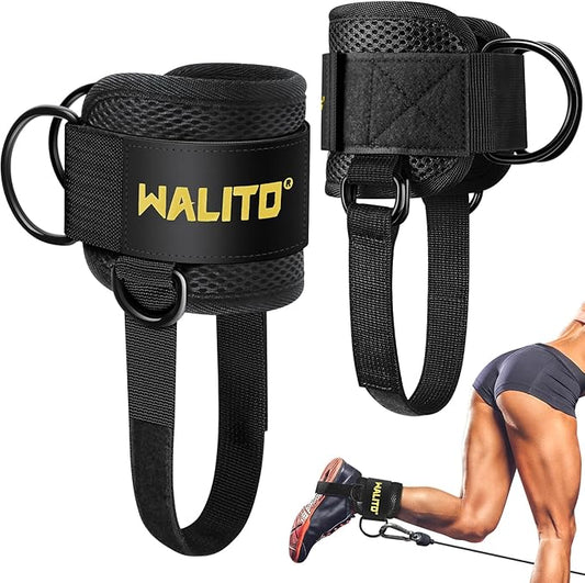 WALITO Gym Ankle Straps for Working Out - Glute Ankle Cuff Kickback Strap, Gym Cable Machine Accessories for Women Glute Leg Extensions, Hip Abductors & Lower Body Exercises Equipment