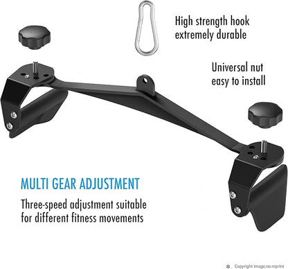 JFJ Home Gym Fitness Spreader Bar, Multi-Grip Wide LAT Pull Down Bar, Neutral Grip Handle, LAT Pulldown Attachments Long Bar for Cable Pulley System Mahine, T-bar Row Landmine Attachment