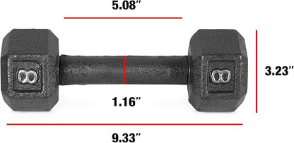 CAP Barbell Black Cast Iron Hex Dumbbell | 5-120 LBs | Single or Pair