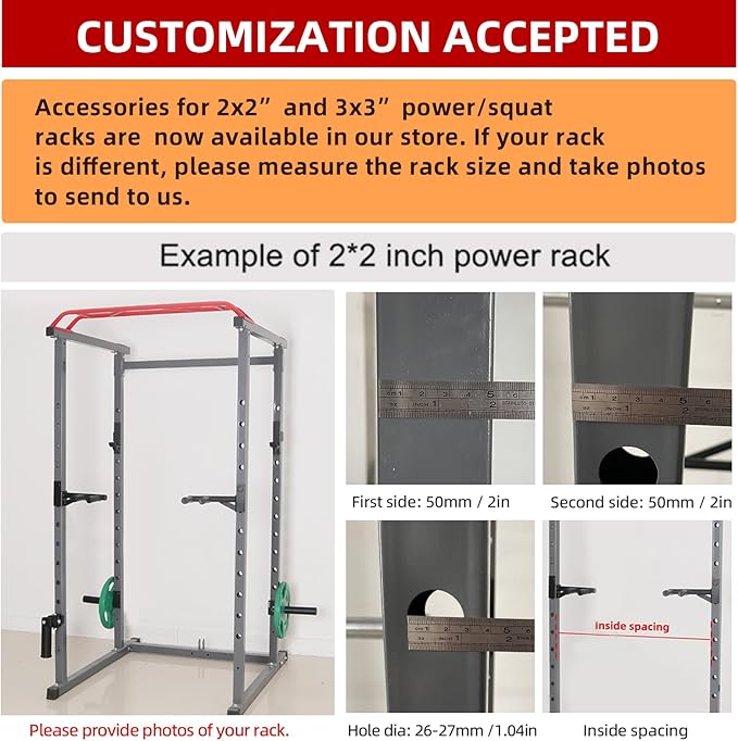 SYL Fitness Olympic Weight Plates Holder Power Rack Attachment Weights Storage Rack, Fit 2x2 & 3x3 inch Square Tube