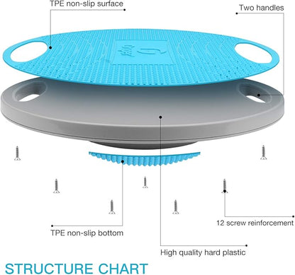 Wobble Balance Board,Exercise Balance Stability Trainer Non-Skid TPE Bump Surface & Bottom Healthy Material Portable Rocker Board for Balance Training and Exercising