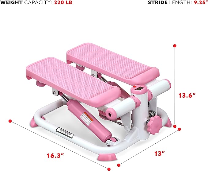 Sunny Health & Fitness Mini Steppers for Exercise at Home, Stair Step Workout Machine with Resistance Bands, Full Body Cardio Equipment, Optional Smart Stepper with SunnyFit App Connection