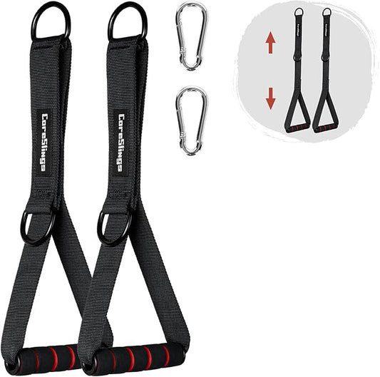 CoreSlings Cable Machine Handles with Finger Straps for gripping Forearm Strength Training, Workout Handles Cable attachments for Gym, Resistance Bands Handles.