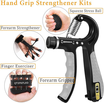 Grip Strength Trainer with Forearm Strengthener, Hand Grip Strengthener, Hand Extension Exerciser, Stress Relief Ball and Hand Grip Strengthener for Muscle Building and Injury Recover(5 PCS)