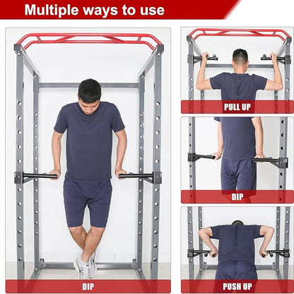 SYL Fitness Dip Bar Attachments for 2" x 2" or 3" x 3" Power Rack - Narrow & Wide Dips Double Handles (Patent Pending)