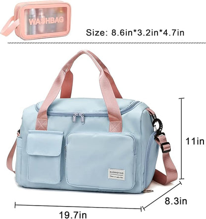 Small Gym Bag for Women, Travel Duffle Bag Carry On Weekender Bag with Shoe Compartment