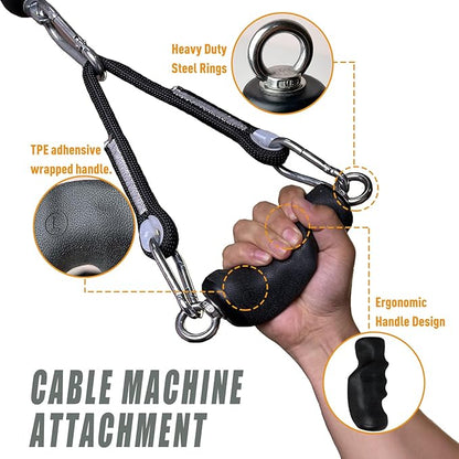 KORIKAHM Cable Machine Attachment with Upgraded Ergonomic Gym Handles, LAT Tricep Rope Pull Down Attachment,Exercise Handles for Home Gym Workout