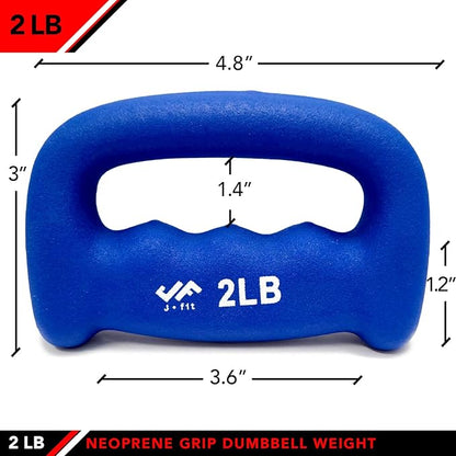 JFIT Neoprene D Grip Dumbbells - Single Weights 1LB-5LB - Premium Non-Slip, Hand Weights, Ergonomic Design