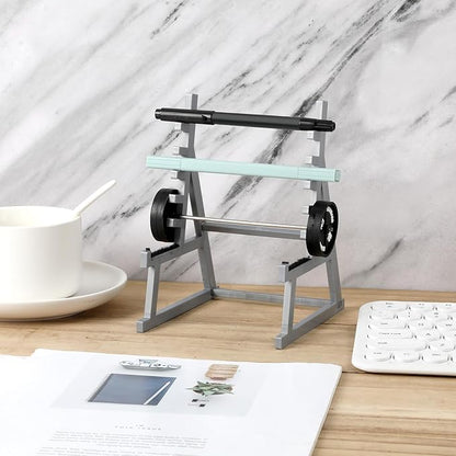 Squat Rack Pen Holder, Squat Rack Office Decor Mini Barbell Rack Pen Holder Desktop Squat Rack Pen Holder with Weights & Barbells for Office Gym Decorations for Fitness Weightlifting Lovers