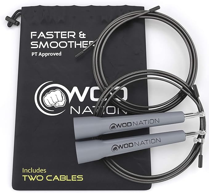 WOD Nation Adjustable Speed Jump Rope For Men, Women & Children - Blazing Fast Fitness Skipping Rope Perfect for Boxing, MMA, Endurance