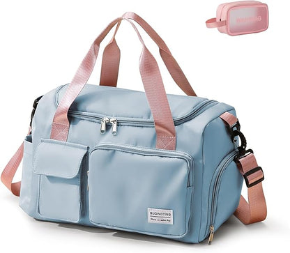 Small Gym Bag for Women, Travel Duffle Bag Carry On Weekender Bag with Shoe Compartment