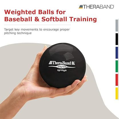 THERABAND Soft Weight, 4.5" Diameter, Weighted Balls for Baseball, Weighted Balls for Softball, Hand Held Ball Shaped Isotonic, Shoulder Strength, Rotator Cuff & Throwing Trainer, Blue, 5.5LB