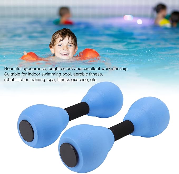 CHICIRIS Aquatic Dumbbells, 2 Pieces EVA Foam Water Dumbbells for Water Aerobics Lightweight Pool Exercise Equipment for Women Men Aqua Fitness Weight Loss (Blue)