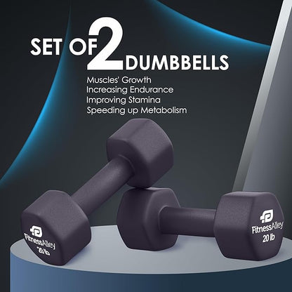 Neoprene Coated Workout Dumbbells set of 2 – Anti Roll, Non Slip with Smooth Grip Fitness & Exercise Dumbbells – Hexagon Shaped Hand Weights for Women & Men – Best Choice for Gyms & home use