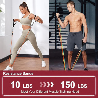 Uspring Resistance Bands for Working Out, Exercise Bands Resistance Bands Set with Handles, Door Anchor, Strength Training Bands Resistance, Work Out Bands for Home Gym, Pilates