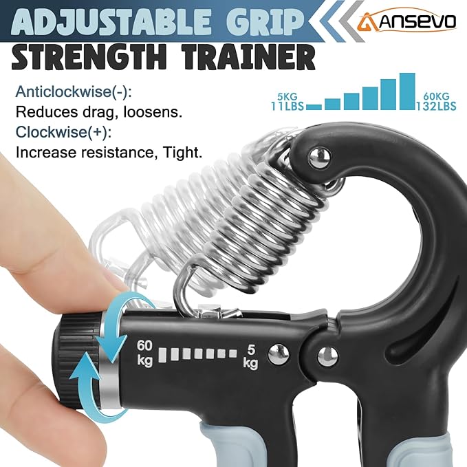 Hand Grip Strengthener with Counter, Adjustable Resistance - Forearm Trainer, Grip Strengthener, and Hand Strengthening Device for Athletes