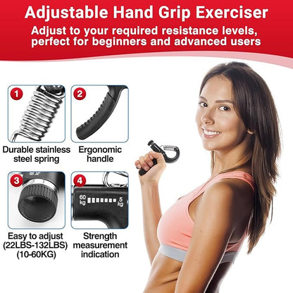 Grip Strength Tester & Grip Strength Trainer Kit, Hand Grip Dynamometer Forearm Strengthener, Dynamometer Grip Strength Meter, Grip Tester, Hand Gripper Strengthener, Forearm Exerciser & Grip Trainer