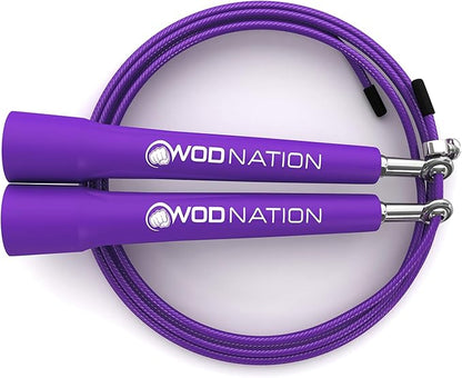 WOD Nation Adjustable Speed Jump Rope For Men, Women & Children - Blazing Fast Fitness Skipping Rope Perfect for Boxing, MMA, Endurance