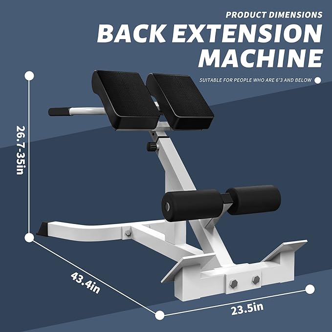 Roman Chair Back Extender - Angle & Height Dual Adjustable Hyperextension Bench for Home Gym - Adjustable Back Exercise Machine