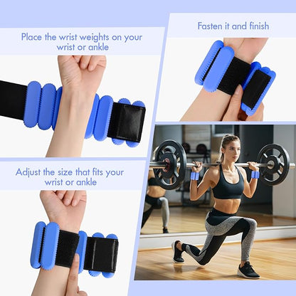 Wrist Ankle Weights for Women, Adjustable Ankle Weights Strength Training Silicone Bracelets Workout Wrist Ankle Weights for Men Women Yoga Running Dance Ankle Arm Leg Weights (2lb)