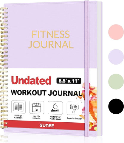 Fitness Journal Workout Planner for Men & Women, A4(8.5" x 11") Workout Journal Log Book Planner for Track Gym Essentials, Home Workouts, Track Progress, Achieve Goals, Purple