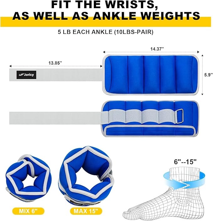 Adjustable Ankle Weights for Women Men 1 Pair 2 4 6 8 10 LBS Leg Weights Hand Arm Wrist Weights with Removable Weight, 1-5 LB Each Ankle Strength Training Weight for Physical Therapy Gym Fitness Walking Running