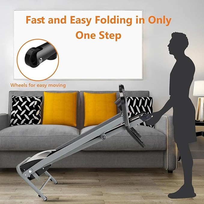 Folding Treadmill - Electric Motorized Running Machine for Small Apartments & Home Gyms - Foldable Fitness Equipment with LCD for Walking & Running