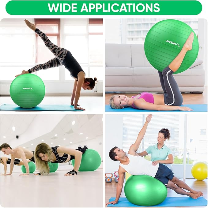 APEXUP Yoga Ball Exercise Ball, Pilates Ball, Anti Slip Stability Ball, Heavy Duty Gym Ball for Fitness, Balance, Core Workout, Physical Therapy