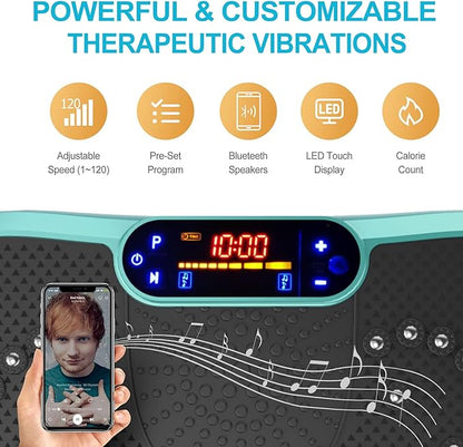 Vibration Plate Fitness Platform Exercise Machine Vibrating Shaking Full Body Shaker Workout Power Waver Vibrate Stand Shake Board Sport Gym for Weight Loss Fat Burner for Women Men