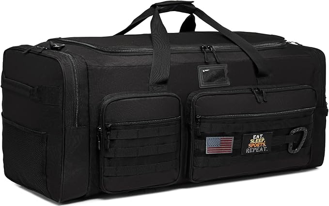 Extra Large Duffle Bag for Men, Heavy Duty Duffle Bag for Travel, Large Sports Gym Equipment Bag for Hockey Football Soccer Baseball Basketball & Team training, 130L, Black