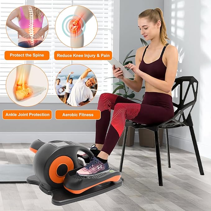 Under Desk Elliptical Machine, Portable Ellipse Leg Exerciser Machine with Remote Control, Elliptical Exercise Machine Supports Auto & Manual Mode, Exerciser for Seniors Adults Teens