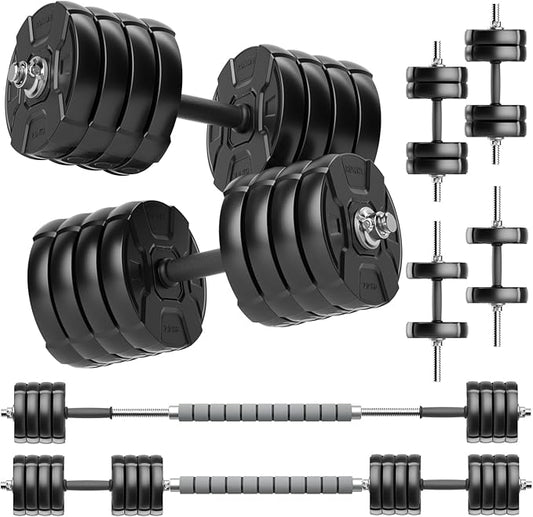 Heavy Adjustable Dumbbell Barbell Set - RUNWE 100 90 70 70 50 50 lb 1" Center 3-in-1 Adjustable