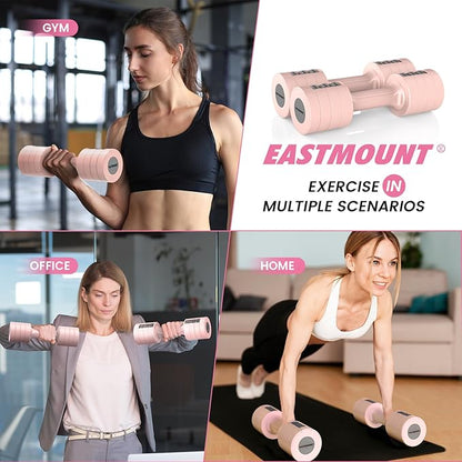 EAST MOUNT Adjustable Dumbbells Set Pair 2 4 6 8 10 Lbs Women Hand Weights 2-5 Lbs Each 6 in 1 Free Weights for Home Gym Exercise Training