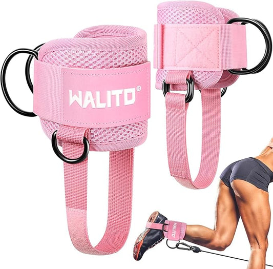 WALITO Gym Ankle Straps for Working Out - Glute Ankle Cuff Kickback Strap, Gym Cable Machine Accessories for Women Glute Leg Extensions, Hip Abductors & Lower Body Exercises Equipment