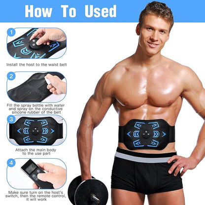 ABS Stimulator,Ab Machine,Abs Muscle Training Belt,USB Rechargeable Portable Abdomen Ab Stimulator for Men Woman,Home & Office Exercise Equipment Blue