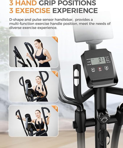 pooboo Elliptical Machine 16-Level Resistance&Hyper-Quiet Monitor&15.5IN Stride, 400LBS Weight