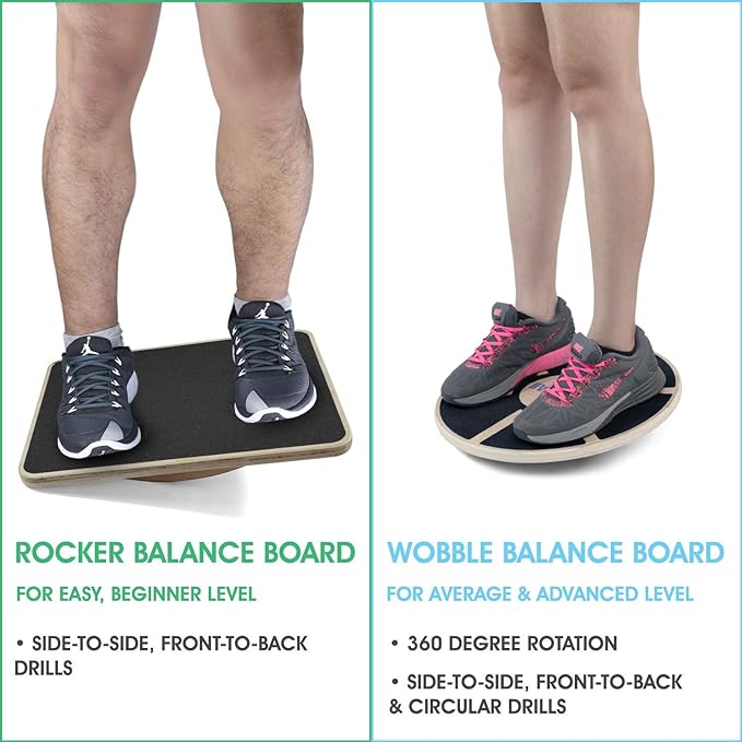 Yes4All 350LBS Professional Wooden Balance Board for Leg Workout, Anti-Slip Rocker Board, Wobble Board for Standing Desk